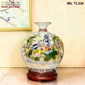 Bình Phong Thủy Bách Nhi Bách Phúc Vẽ Vàng H35 - Mã TL334