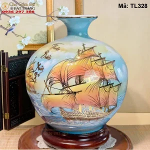 Bình Phong Thủy Thuận Buồm Xuôi Gió Vẽ Vàng H30 - Mã TL328