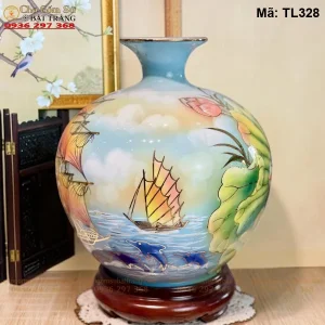 Bình Phong Thủy Thuận Buồm Xuôi Gió Vẽ Vàng H30 - Mã TL328 - Ảnh 2