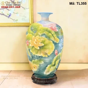 Bình Tài Lộc Dáng Cao Vẽ Sen Phú Quý H50 - Mã TL355 - Ảnh 2