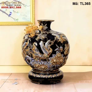 Bình Tài Lộc Diên Niên Trường Thọ Xanh Coban Vẽ Vàng - Mã TL365