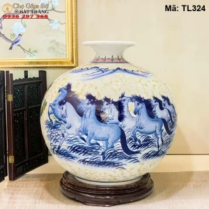Bình Tài Lộc Mã Đáo Thành Công Nền Gấm H35 - Mã TL324