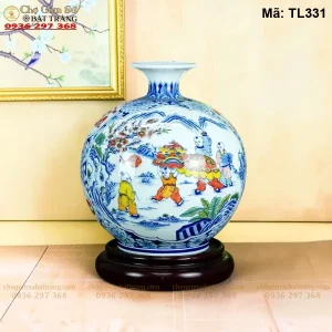 Bình Tài Lộc Tấn Tài Tấn Lộc Men Lam H35 - Mã TL331