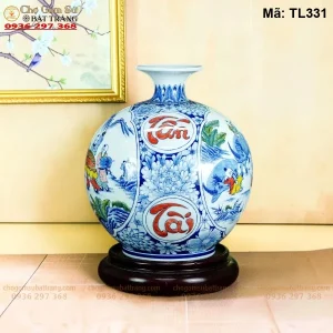 Bình Tài Lộc Tấn Tài Tấn Lộc Men Lam H35 - Mã TL331 - Ảnh 2