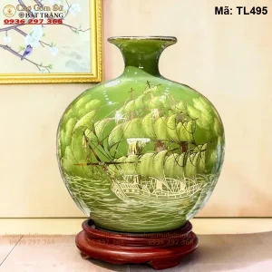 Bình Tài Lộc Thuận Buồm Xuôi Gió Vẽ Vàng H30 - Mã TL495 - Ảnh 2