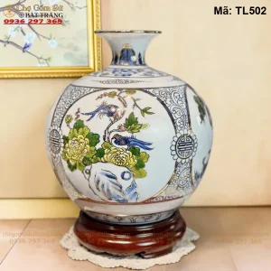 Bình Tài Lộc Tứ Cảnh Vẽ Vàng H30 - Mã TL502