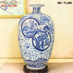 Bình Tích Lộc Sen Hạc Cổ Đồ H50 - Mã TL469