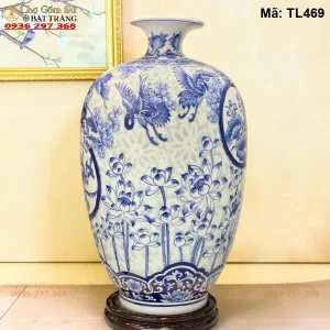 Bình Tích Lộc Sen Hạc Cổ Đồ H50 - Mã TL469 - Ảnh 2