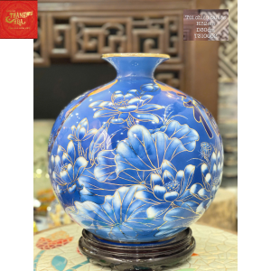 Bình Hút Lộc-Mã Nghênh Phúc Lộc Vẽ Vàng H32
