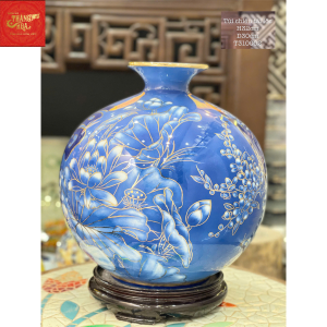 Bình Hút Lộc-Mã Nghênh Phúc Lộc Vẽ Vàng H32