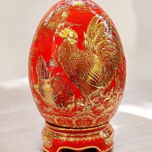 Trứng Tài Lộc -Kim Kê Đại Cát Màu Đỏ Vẽ Vàng Trứng Tài Lộc -Kim Kê Đại Cát Màu Đỏ Vẽ Vàng