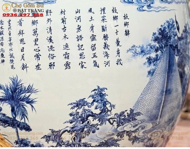 Thống gốm sứ cỡ lớn với nét vẽ chi tiết