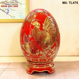 Trứng Tài Lộc Kim Kê Đại Cát Đỏ Vẽ Vàng - Mã TL475