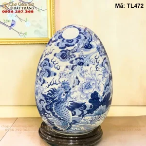 Trứng Tài Lộc Long Quấn Thủy Men Lam H46 - Mã TL472 - Ảnh 2