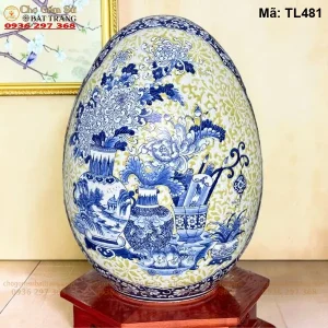 Trứng Tài Lộc Nền Gấm Vẽ Cổ Đồ - Mã TL481 - Ảnh 2