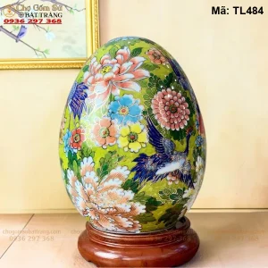 Trứng Tài Lộc Sen Hạc Vẽ Vàng H28 - Mã TL484 - Ảnh 2