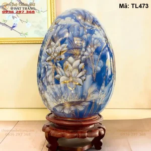Trứng Tài Lộc Sen Phú Quý Vẽ Vàng H46 - Mã TL473