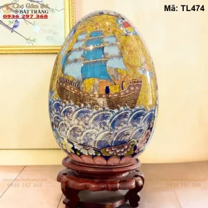 Trứng Tài Lộc Thuận Buồm Xuôi Gió Vẽ Vàng H46 - Mã TL474