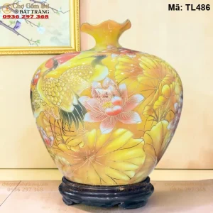 Túi Tài Lộc Sen Hạc Vẽ Vàng H35 - Mã TL486